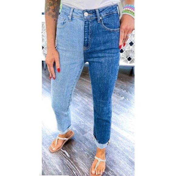 Risen Blue Combo Jeans Two Color Jeans High Rise Size 28 - Picture 1 of 8